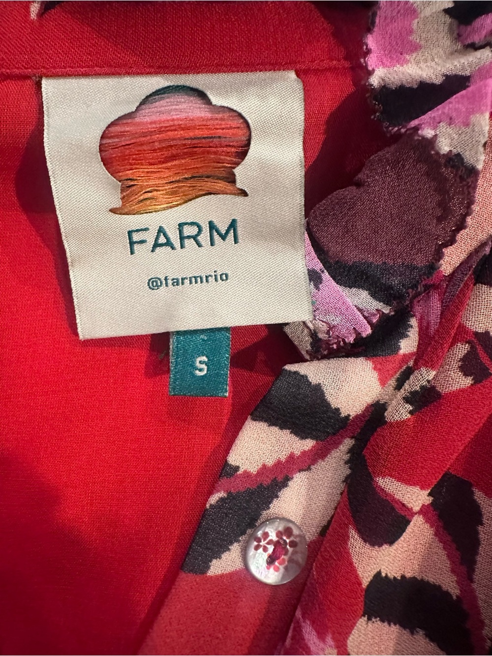 FARM Rio Red, Pink & Purple Floral Ruffle Dress - Picture 3 of 3